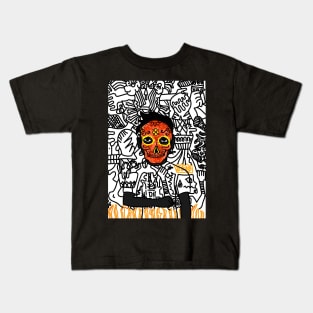 Ethlete - Mexican Male Character with Dark Eyes and Doodle Style Kids T-Shirt